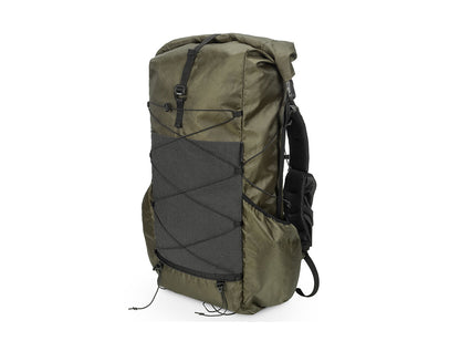 Green backpack with flexi pockets and storage 