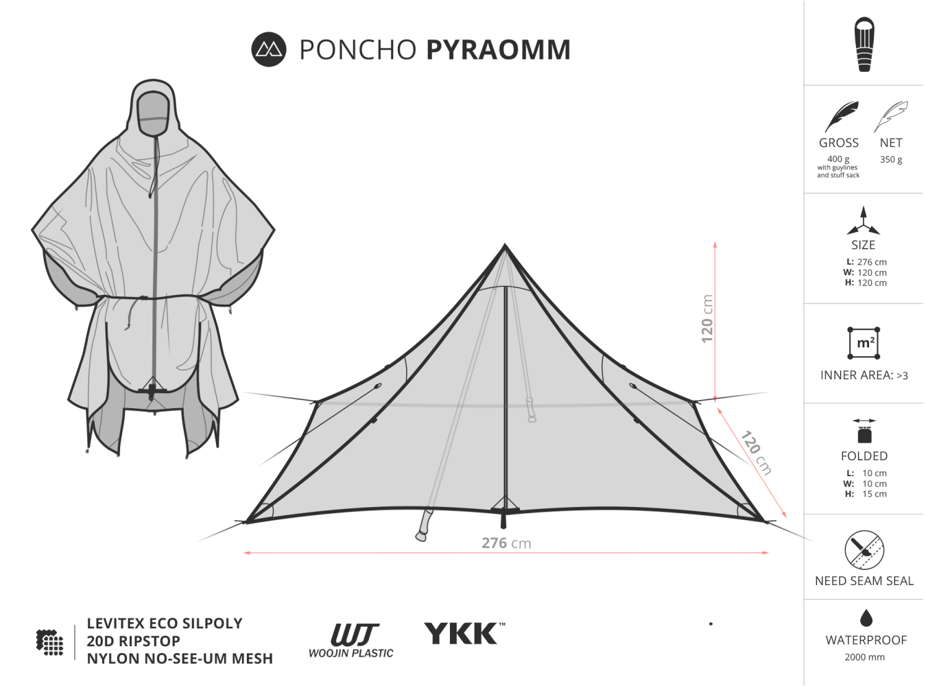 Liteway Pyramid 2 in 1- Poncho Tarp