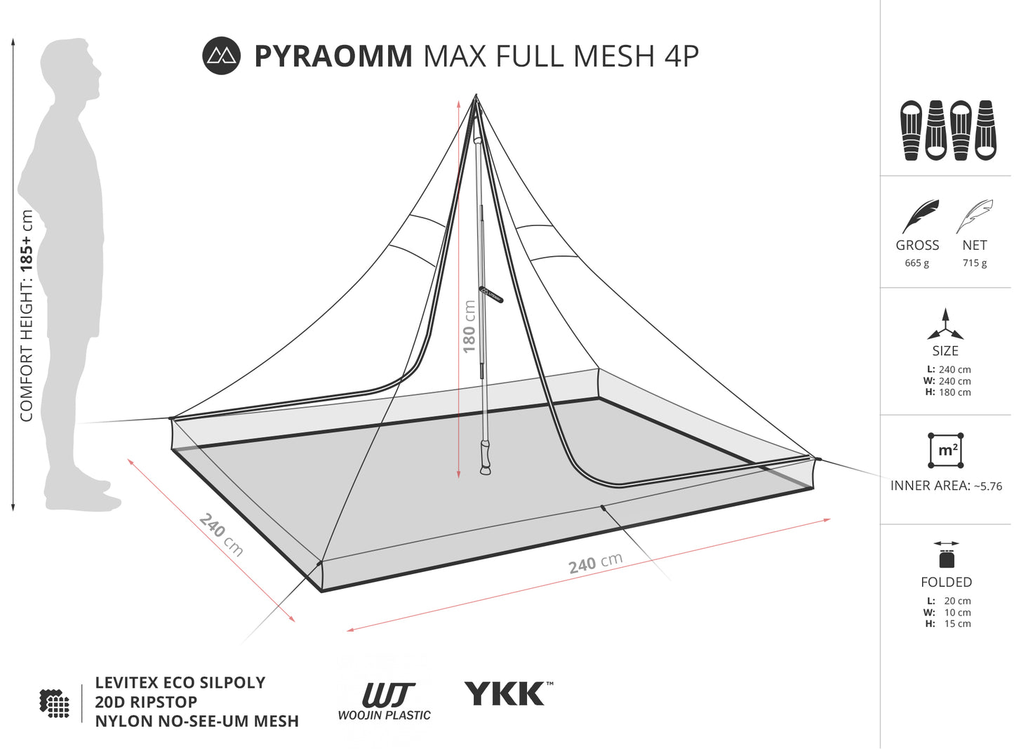 Liteway Pyramid Max 4 Person Mesh