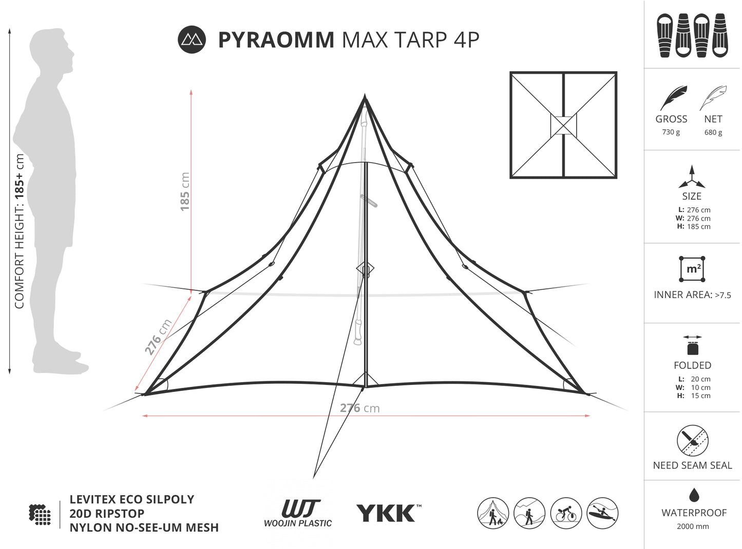 Liteway Pyramid 4 Person Tarp