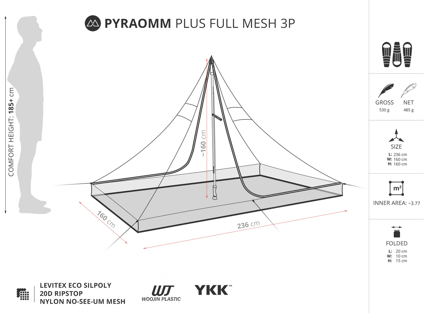 Liteway Pyramid Plus 3 Person Mesh