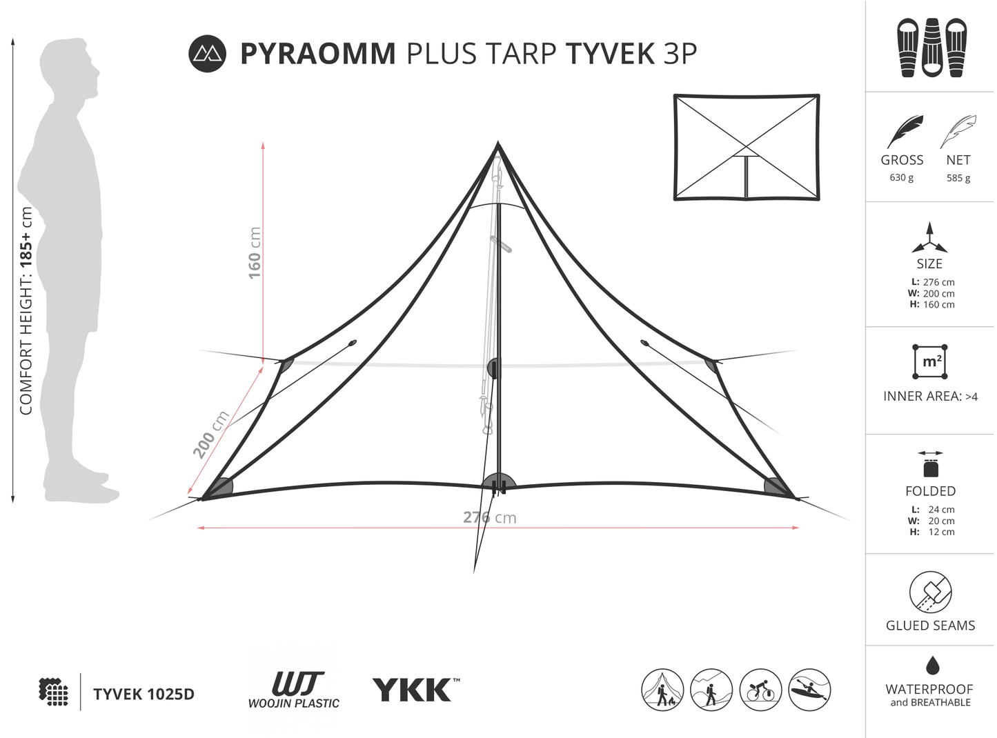 Liteway Tyvek Pyramid Tarp 3 Person